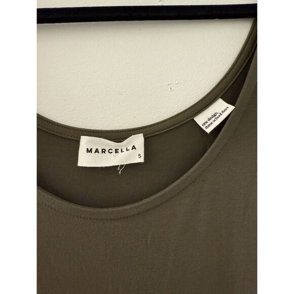 Marcella New York Women's Midi Olive Green Half Sleeve Innogen Dress Size Small - Picture 3 of 7